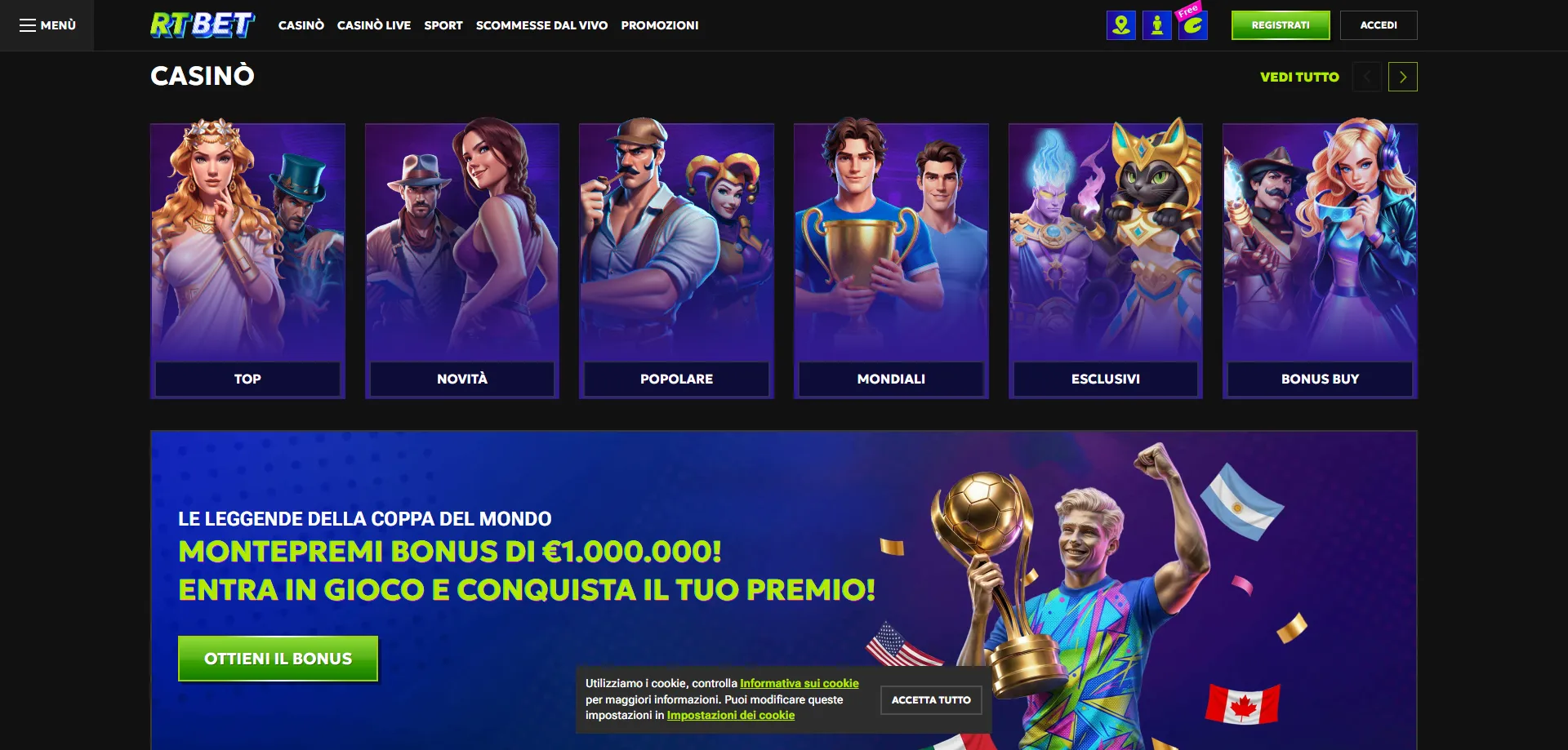 RTbet Casino oltre 7500 slot machine e giochi da tavolo disponibili